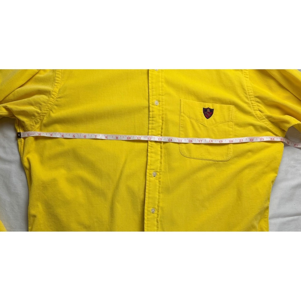 Ralph Lauren Golf Corduroy Button Down Shirt Men M Yellow Long Sleeve Crest Logo - Picture 8 of 12